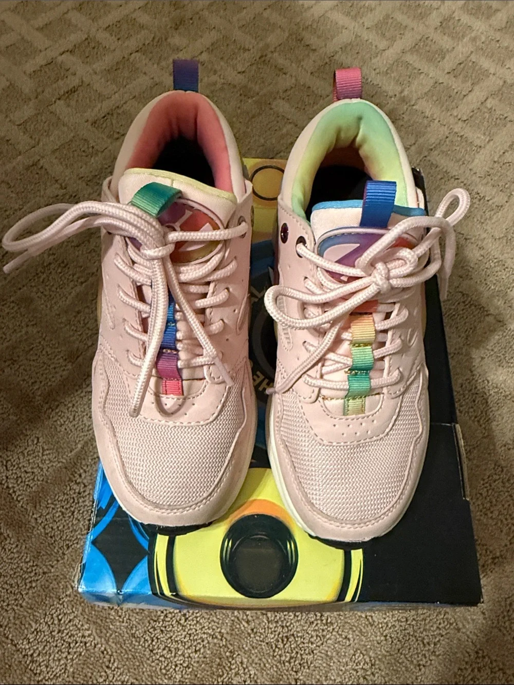 Heelys Pink Sneakers with Rainbow Pull Tabs